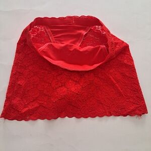 Diosa Red Lace Skirt-Like Overlay Lingerie Attached Panties Women's Size Large